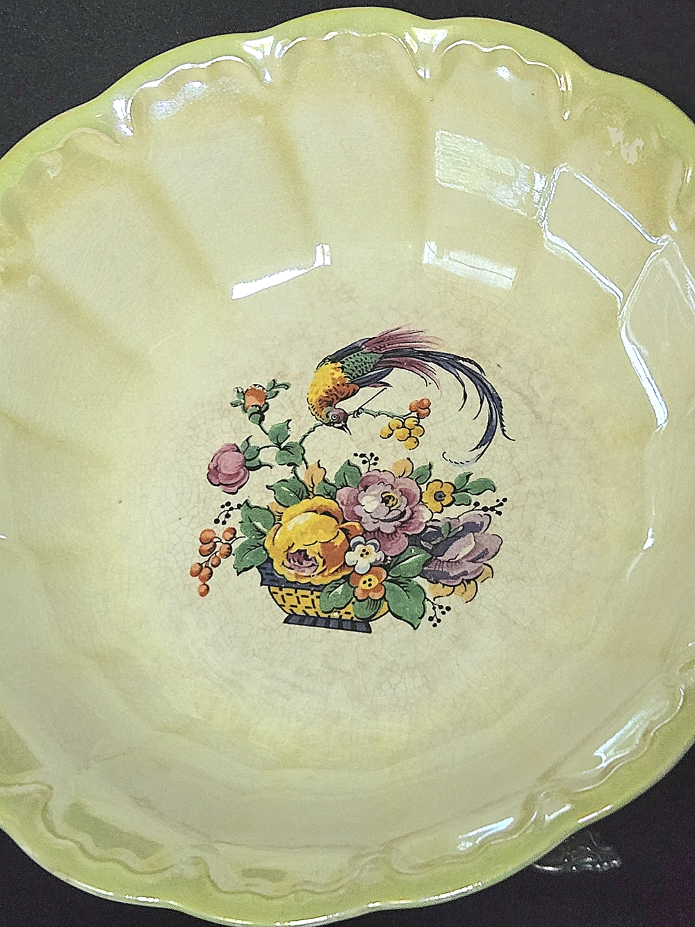ANTIQUE/VTG 1920s Homer Laughlin Bird of Paradise Swirl Lusterware Serving Bowl